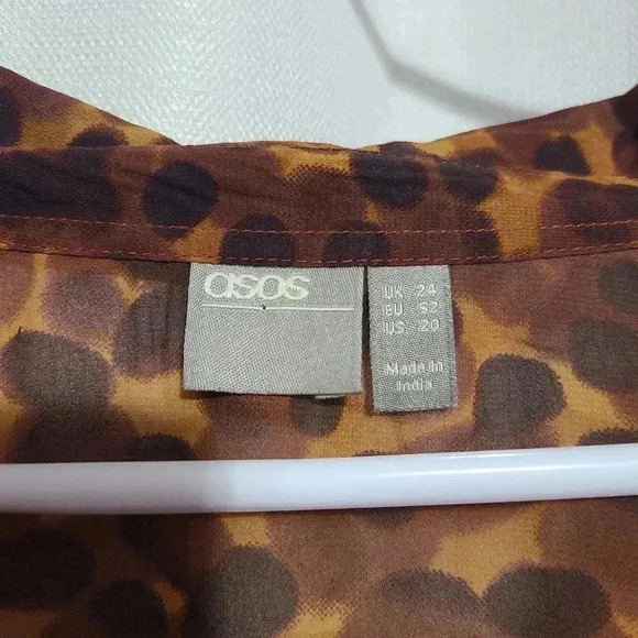 Plus Size Long Sleeve Sheer Button Down Blouse in Animal Print - Picture 3 of 4